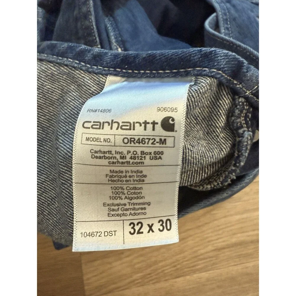 Carhartt Denim Big Overalls 32x30 Men’s Blue Workwear OR4672-M (READ)